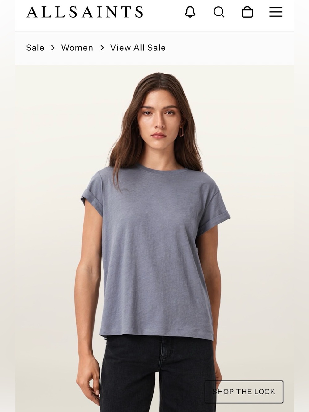 AllSaints Short-Sleeve Crew Tee in Slate Blue